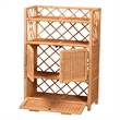 bali & pari Hendrina Natural Rattan and Mahogany Wood Shoe Cabinet 4-Tier
