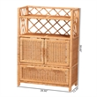 bali & pari Hendrina Natural Rattan and Mahogany Wood Shoe Cabinet 4-Tier