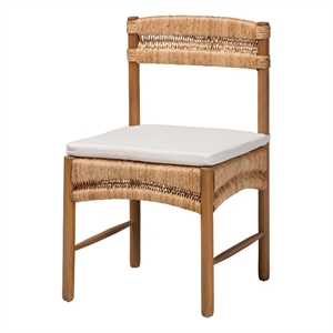 bali & pari Elvera Woven Seagrass and Mahogany Wood Dining Chair