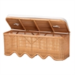 bali & pari Rivka Natural Rattan Storage Bench with Scalloped Base and Cushion