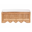 bali & pari Rivka Natural Rattan Storage Bench with Scalloped Base and Cushion