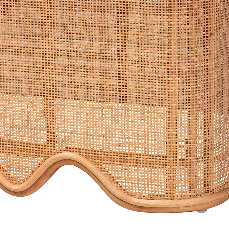 bali & pari Rivka Natural Rattan Storage Bench with Scalloped Base and Cushion