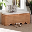 bali & pari Rivka Natural Rattan Storage Bench with Scalloped Base and Cushion