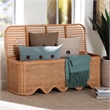bali & pari Rivka Natural Rattan Storage Bench with Scalloped Base and Cushion