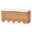 bali & pari Rivka Natural Rattan Storage Bench with Scalloped Base and Cushion