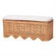 bali & pari Rivka Natural Rattan Storage Bench with Scalloped Base and Cushion