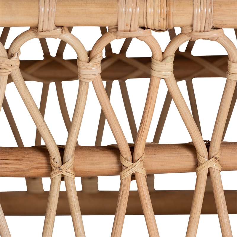 bali & pari Adelpha Natural Rattan Accent Bench with Cushioned Seat