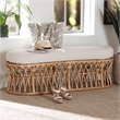 bali & pari Adelpha Natural Rattan Accent Bench with Cushioned Seat