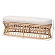 bali & pari Adelpha Natural Rattan Accent Bench with Cushioned Seat