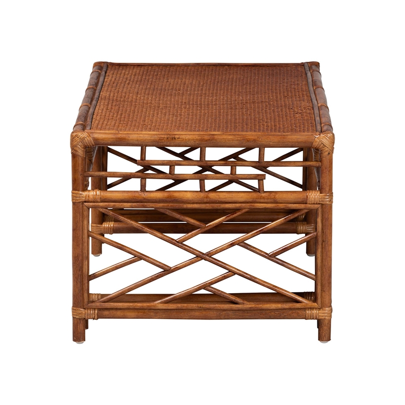 bali & pari Wahid Marbled Tortoise Rattan Coffee Table