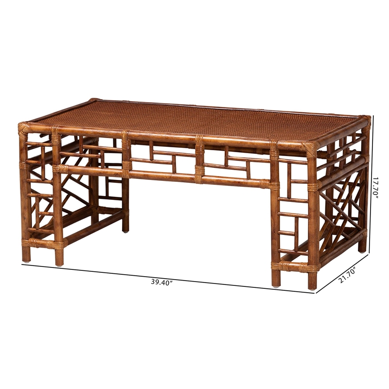 bali & pari Wahid Marbled Tortoise Rattan Coffee Table