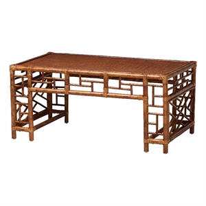bali & pari Wahid Marbled Tortoise Rattan Coffee Table