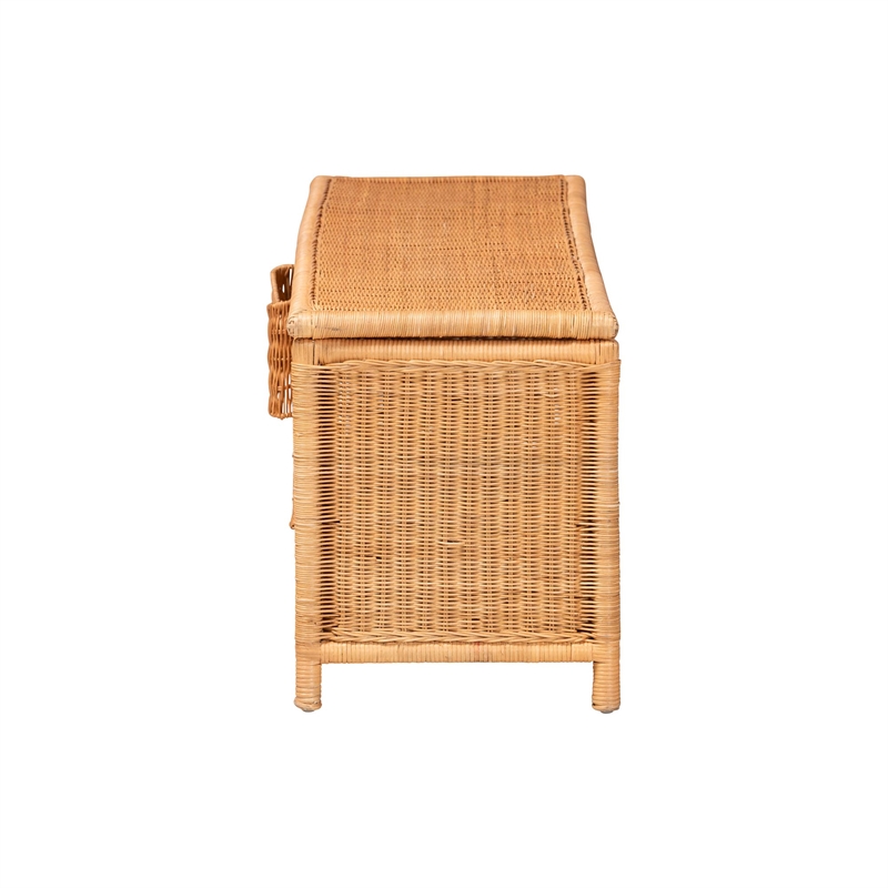 bali & pari Creusa Natural Rattan Storage Bench with Bow Detail