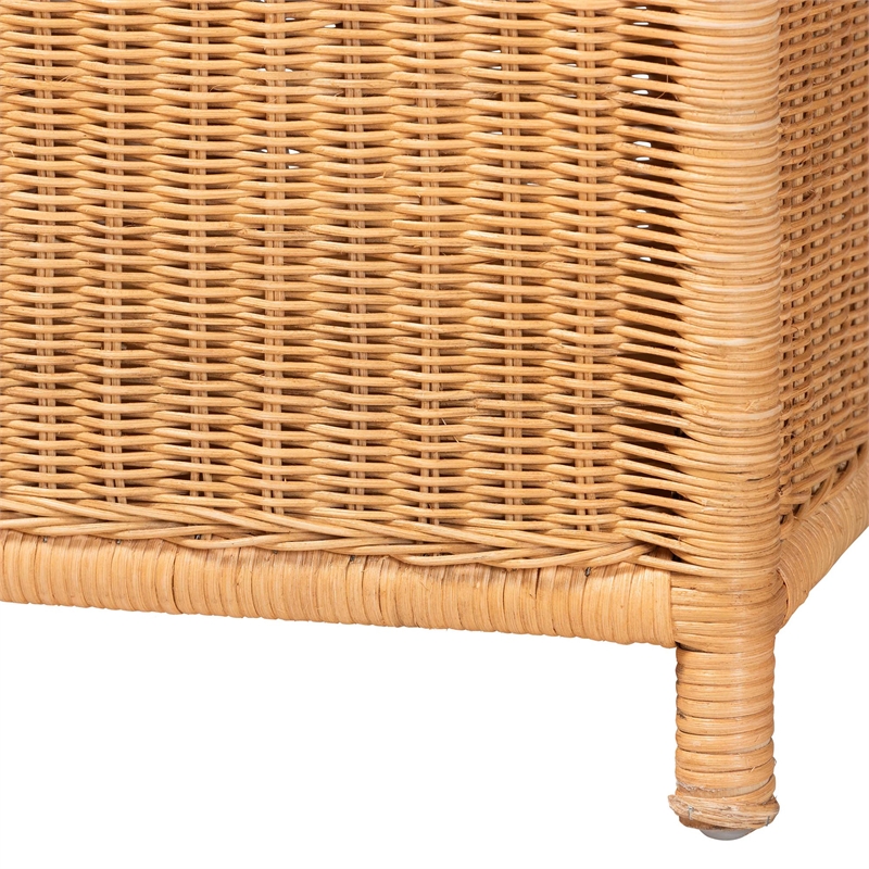 bali & pari Creusa Natural Rattan Storage Bench with Bow Detail