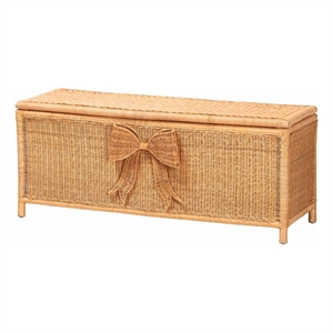 bali & pari Creusa Natural Rattan Storage Bench with Bow Detail