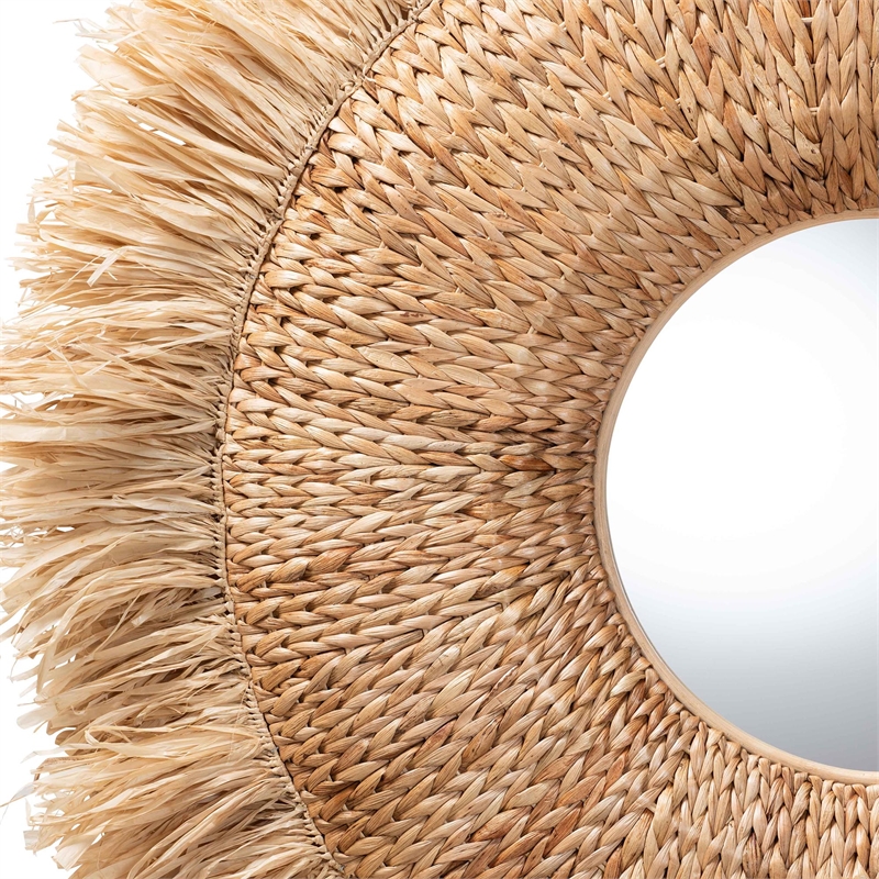 bali & pari Ashra Natural Rattan and Seagrass Wall Mirror with Edge Border