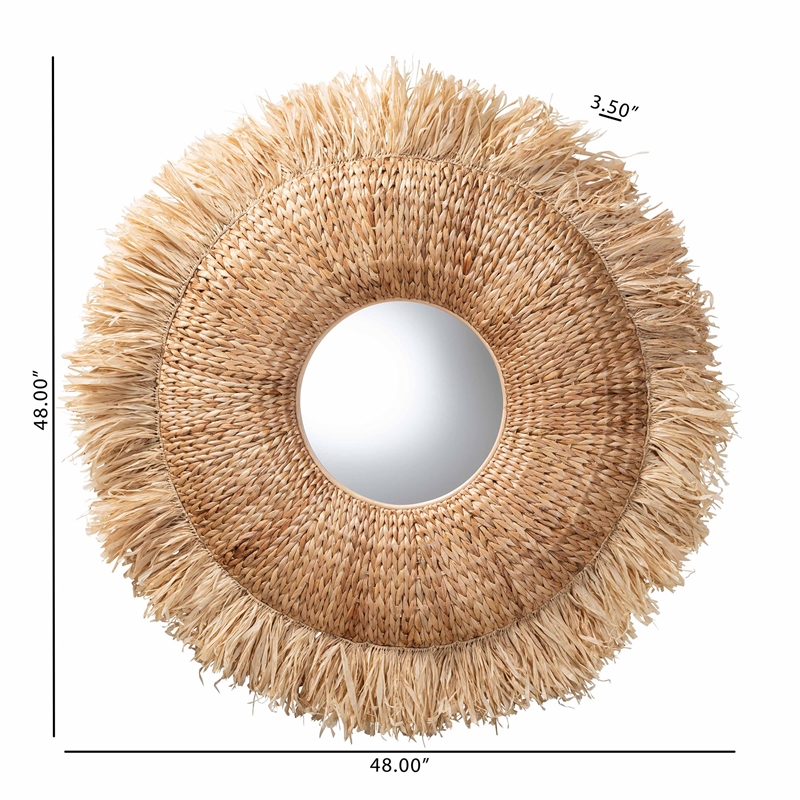 bali & pari Ashra Natural Rattan and Seagrass Wall Mirror with Edge Border