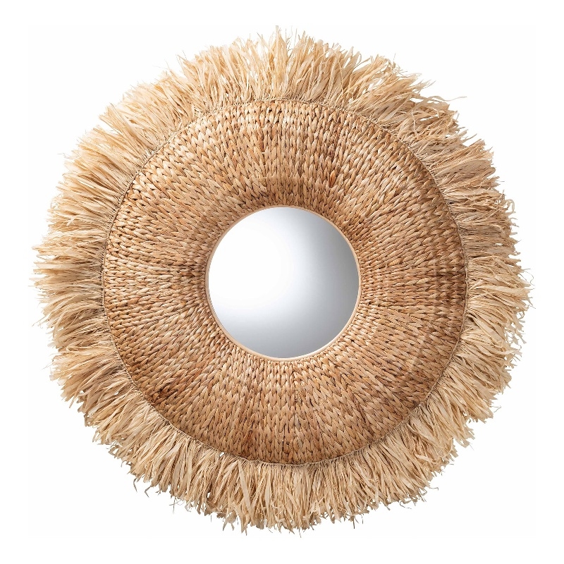 bali & pari Ashra Natural Rattan and Seagrass Wall Mirror with Edge Border