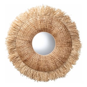bali & pari Ashra Natural Rattan and Seagrass Wall Mirror with Edge Border