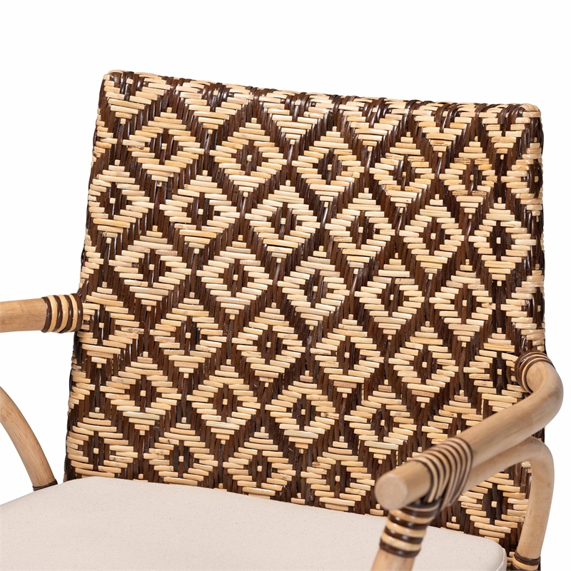 bali & pari storsel natural rattan and teak wood dining chair two-tone brown