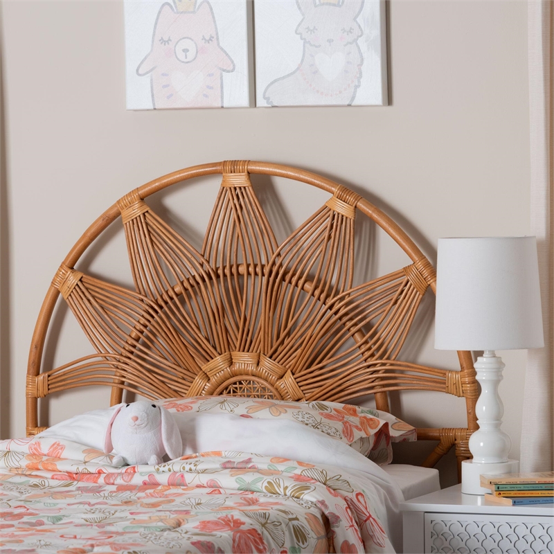 bali & pari Jasmine Natural Rattan Freestanding Headboard Twin