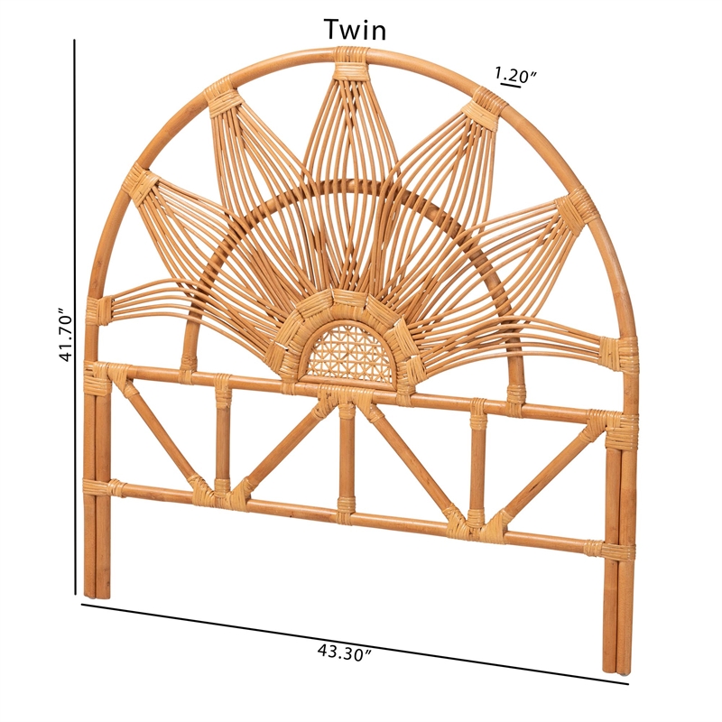 bali & pari Jasmine Natural Rattan Freestanding Headboard Twin