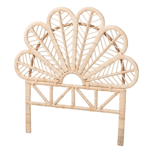 bali & pari Lolita Natural Rattan Freestanding Headboard with Leaf Motif Twin