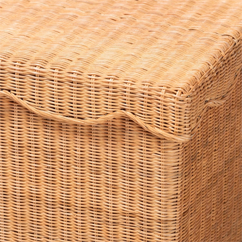 bali & pari Yoselin Natural Rattan Storage Bench with Scalloped Edge Frame