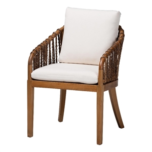 bali & pari Varen Seagrass and Mahogany Wood Dining Chair