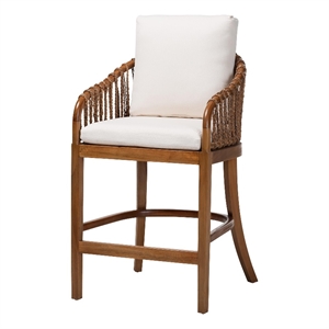 bali & pari Varen Seagrass and Mahogany Wood Counter Stool
