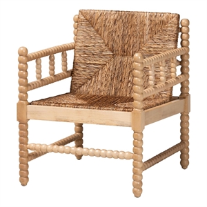 bali & pari Dolores Woven Seagrass Armchair with Bobbin Frame