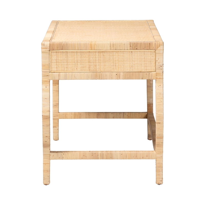 bali & pari Dalida Natural Rattan Writing Desk with Two Drawers