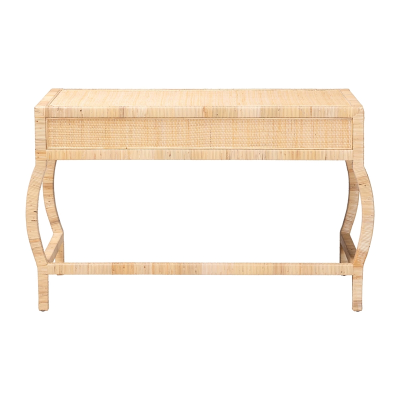 bali & pari Dalida Natural Rattan Writing Desk with Two Drawers