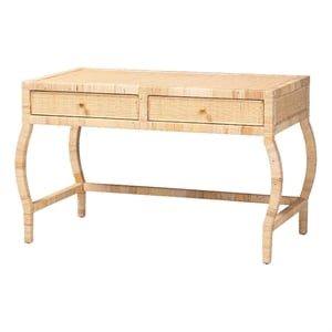 bali & pari Dalida Natural Rattan Writing Desk with Two Drawers
