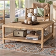 bali & pari Kalimantan Natural Rattan Coffee Table with Shelf Square
