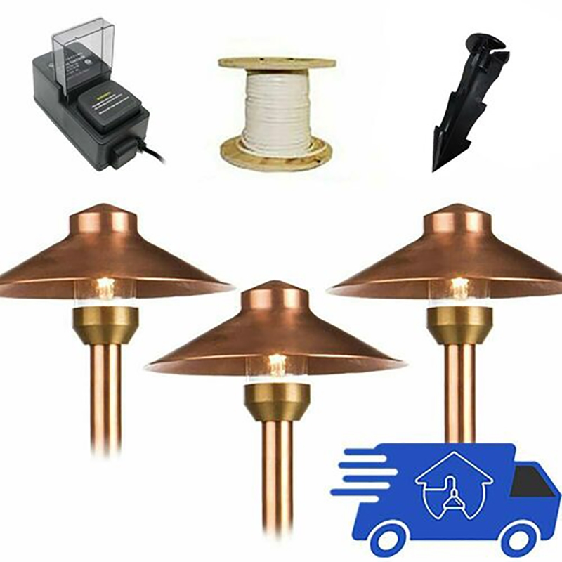 AQ Lighting DIY Propack 3-Piece Metal LED Pathway Area Light in Copper
