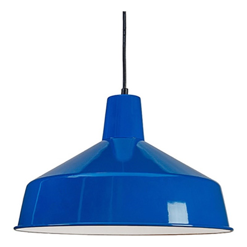 AQ Lighting Cast Iron Vintage Barn Hanging Metal Pendant Light in Blue