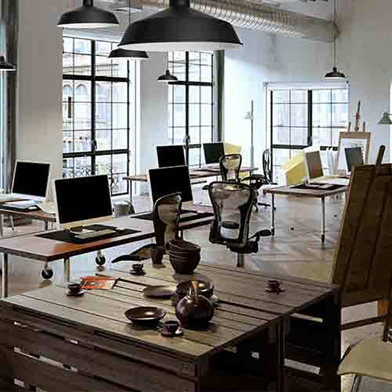 AQ Lighting Cast Iron Vintage Barn Hanging Metal Pendant Light in Black