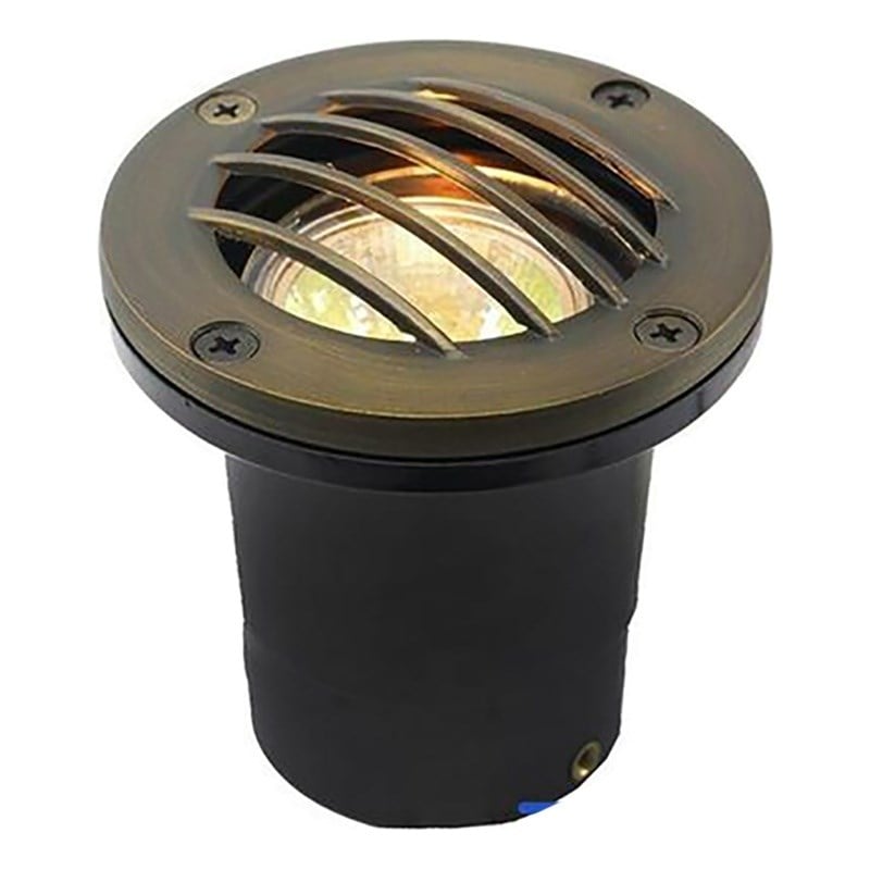 AQ Lighting Metal & Composite Well Light with Curved Grill Cover in Bronze