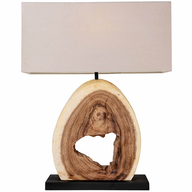 AQ Lighting Weathered Driftwood Slice Table Lamp in Natural/Gray