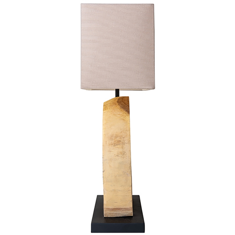 AQ Lighting Weathered Driftwood Slice Table Lamp in Natural/Gray