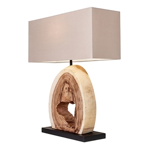 aq lighting weathered driftwood slice table lamp in natural/gray