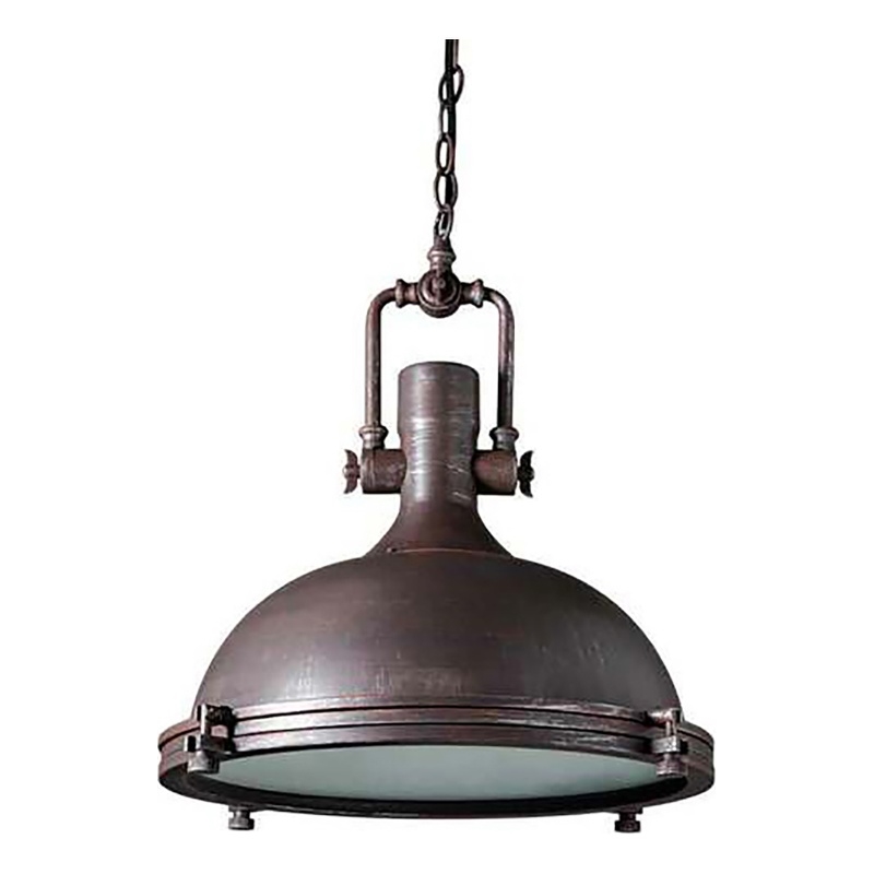 AQ Lighting Large Aluminum Hanging Pendant Ceiling Light Fixture in Rustic Brown
