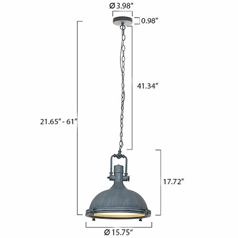 AQ Lighting Large Aluminum Hanging Pendant Ceiling Light Fixture in Brass