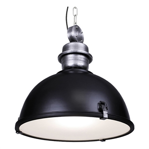 AQ Lighting Large Aluminum Warehouse Barn Hanging Kitchen Pendant Light in Black