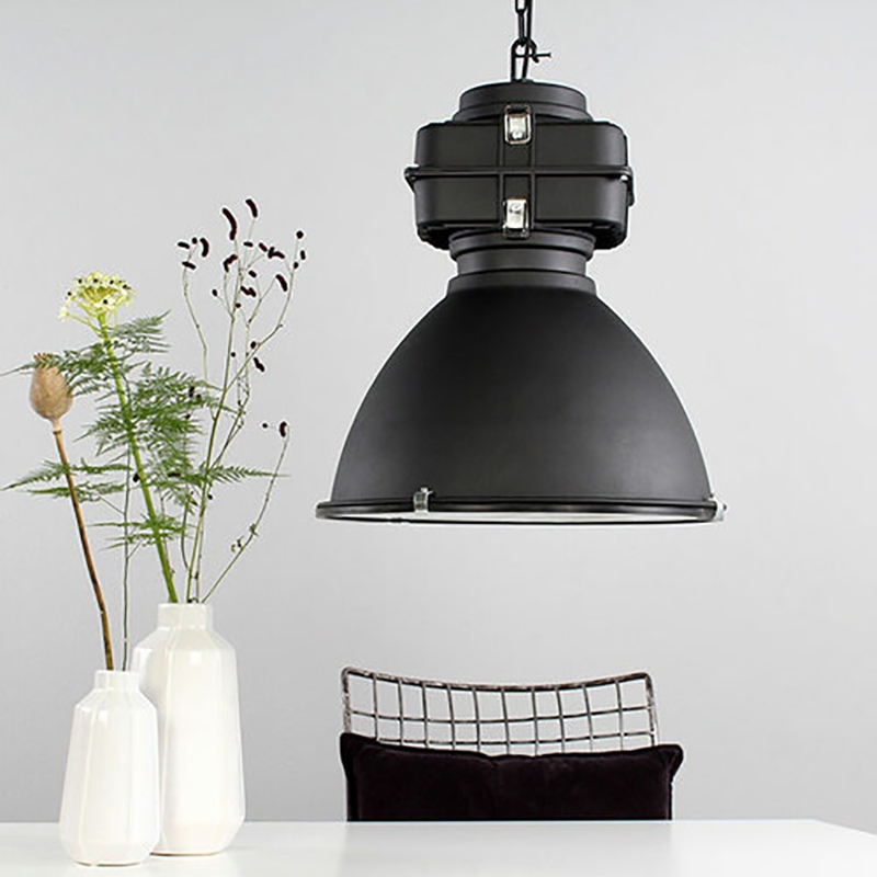 AQ Lighting Large Aluminum Hanging Pendant Kitchen Light in Black