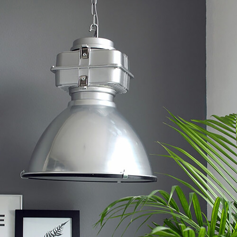 AQ Lighting Large Aluminum Hanging Pendant Kitchen Light in Brushed Silver