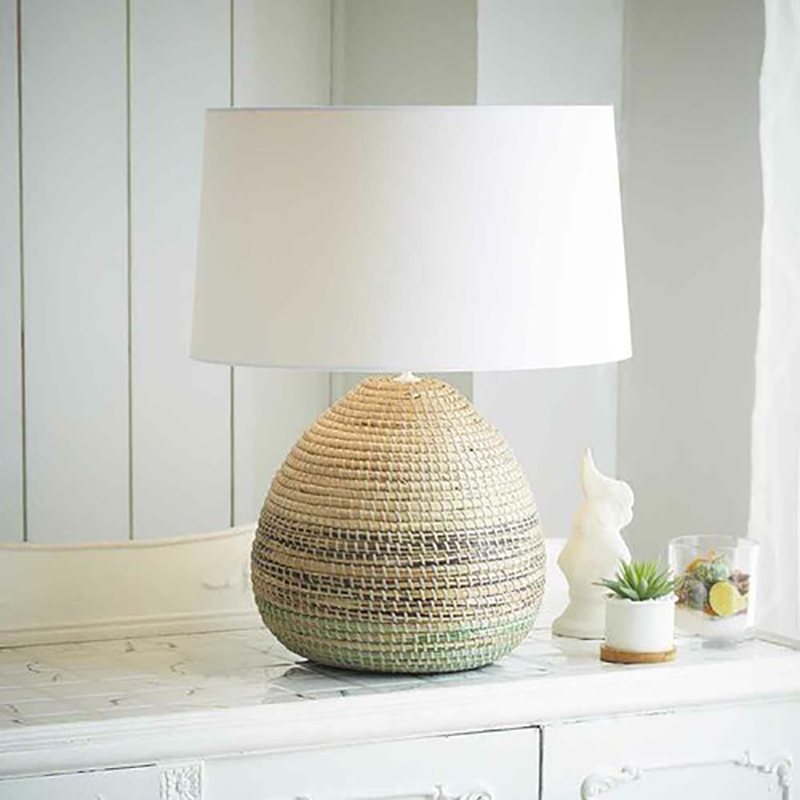 AQ Lighting Natural Seagrass & Fabric LED Table Lamp in Multi-Color