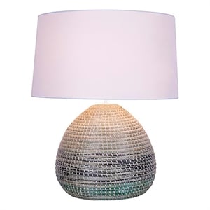 aq lighting natural seagrass & fabric led table lamp in multi-color