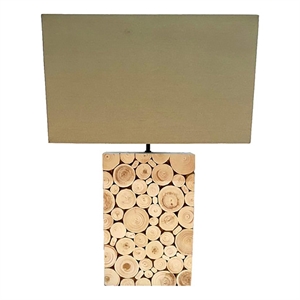 aq lighting large mosaique wood table lamp with coarse linen shade in natural